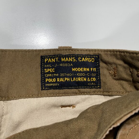 Vintage Polo Ralph Lauren PL-067 Utility Fatigue Pants Tan Men's size 32x31 - Picture 5 of 12